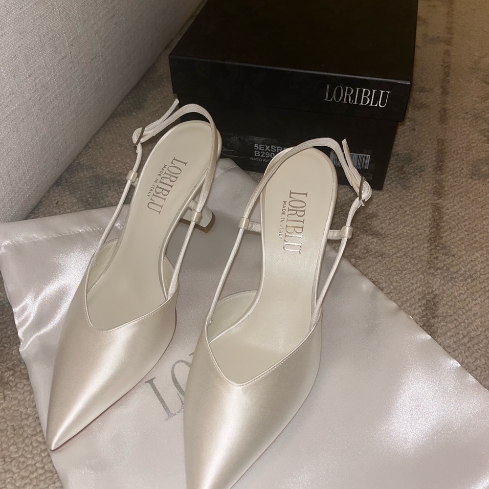 LORIBLU Slingback Satin Heels